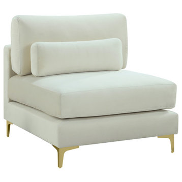 Julia Velvet Upholstered Modular Armless Chair, Cream
