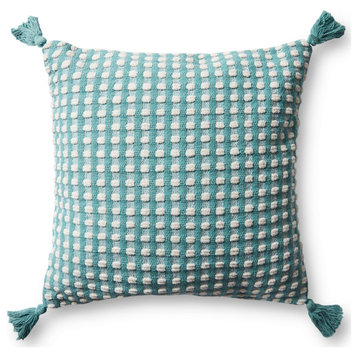 ED Ellen DeGeneres Crafted PED0016 Teal/White 22x22 Cover WithPoly Pillow