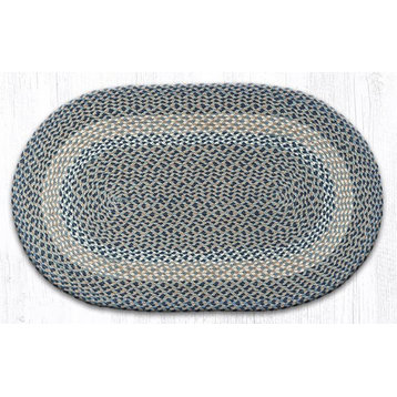 Blue/Natural Oval Braided Rug, 27"x45"