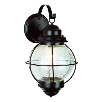 Trans Globe One Light Black Clear Seeded Glass Marine Light