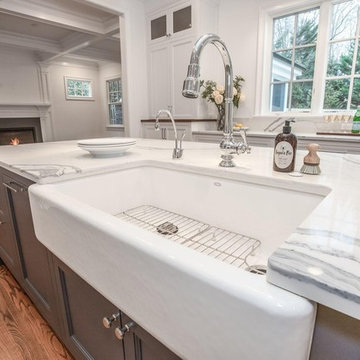 Blue Island with Mixed Metal Kitchen & Campaign Vanity Bath