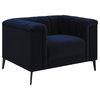 Coaster 3-Piece Contemporary Velvet Tuxedo Arm Sofa Set in Blue