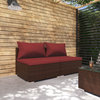 vidaXL Patio Lounge Set Outdoor Sectional Sofa Set 2 Piece Poly Rattan Brown
