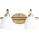 Quorum - Quorum 5060-2-180 Two Light Vanity, Aged Brass Finish - Quorum 5060-2-180 Two Light Vanity, Aged Brass Finish Bulbs Not Included, Number of Bulbs: 2, Max Wattage: 100.00, Bulb Type: n/a, Power Source: Hardwired