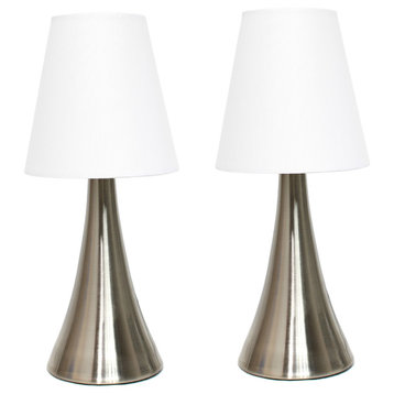 Simple Designs Valencia 2 Pack Mini Touch Table Lamp Set With Fabric Shades