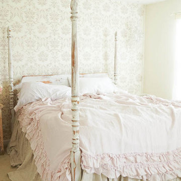 Gabrielle Damask Stenciled Bedroom Accent Wall