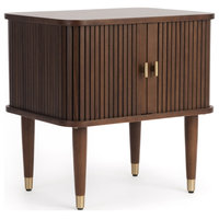 Studio London Murray Mid-Century Nightstand with Storage Brass Accents