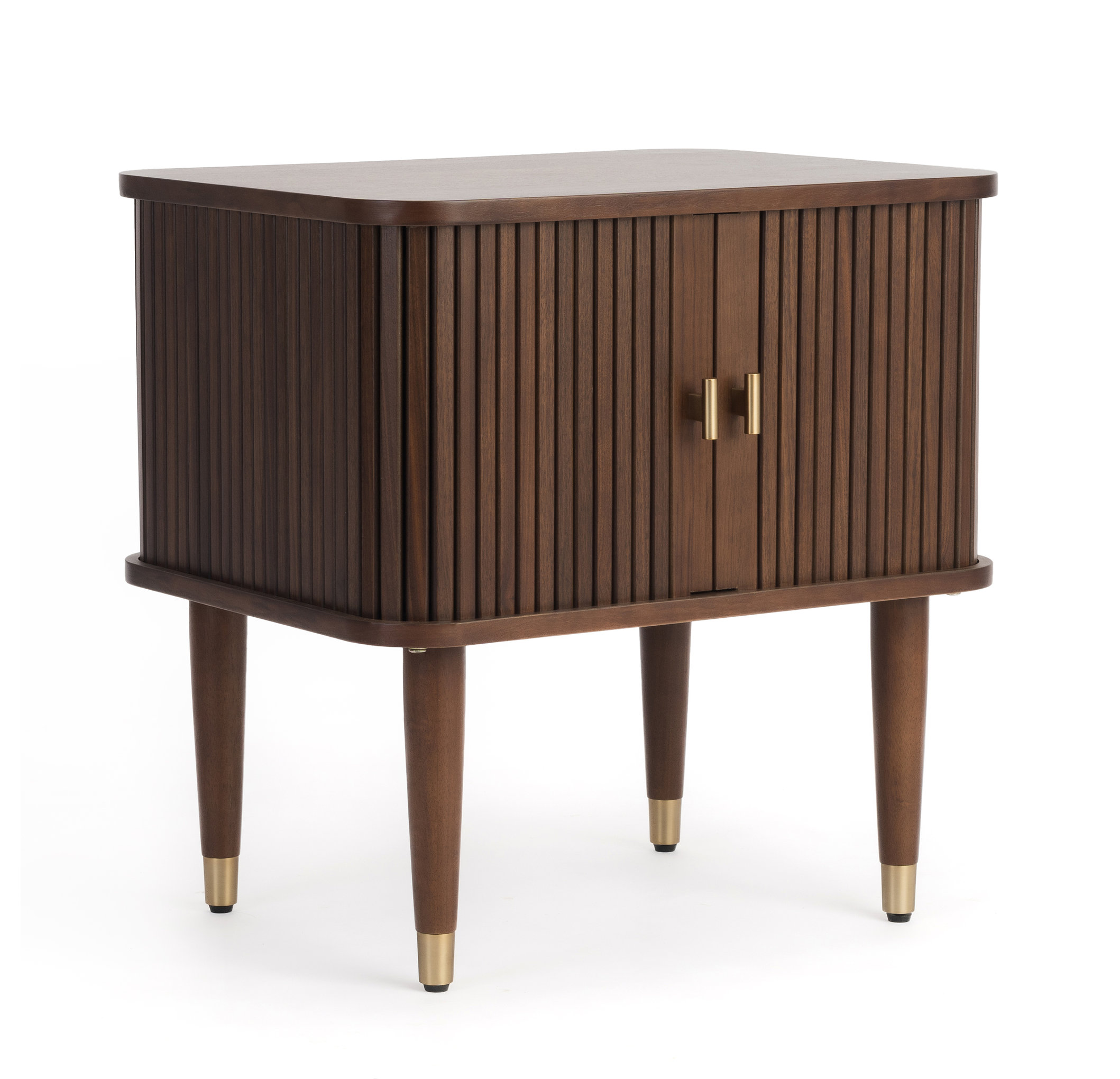 Studio London Murray Mid-Century Nightstand with Storage Brass Accents