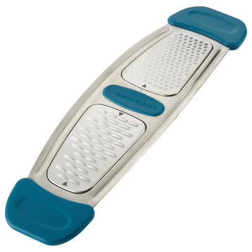 Rachael Ray Stainless Steel Multi Grater With Silicone Handles, Marine Blue