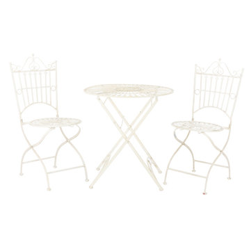 Safavieh Belen Bistro Set, One Table and Two Chairs Pearl White