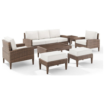 Crosley Furniture Capella 7-piece Modern Fabric Outdoor Sofa Set in Brown