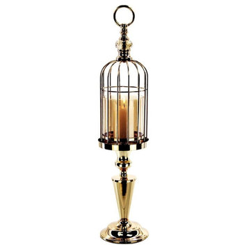 Birdcage Candle Holder and Stand, Gold, Small