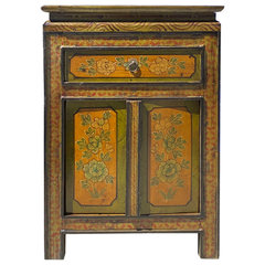 Distressed Teal Green Blue Flowers Graphic 4 Drawers End Table Nightstand cs7357S Distressed Teal Green Blue Flowers Graphic 4 Drawers End Table Nightstand cs7357S