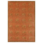Bareens Designer Rugs - Boho Chic Ziegler Janie Rust Brown Hand-Knotted Wool Rug - 8'11'' x 11'11'' - Enhance the ambiance of your home with this magnificent Persian-influenced Turkish hand-knotted rug made by skilled artisans capable of creating the most exceptional vegetable dyes and hand-spun wool. This exquisite handmade rug is a one-of-a-kind Peshawar Kafkaz, otherwise identified as Chobi, Chobi Peshawar, Oushak, or Ziegler rug. These handmade rugs are crafted in Pakistan utilizing superior-quality wool imported from Australia, New Zealand, and Korea in two types of weaves: the Persian weave and the Mori weave. This rug is meticulously crafted by hand using the finest natural vegetable dyes extracted from local plants. The artisans use a blend of hand-spun local and fine merino wool, resulting in a rug with a compelling texture, higher lanolin content, and longer staple. The artisans occasionally incorporate natural or artificial silk into the pile to enhance specific motifs. The finished product is an awe-inspiring execution of flawless design and an understated palette that exudes elegance.