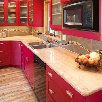 Timeless Red Contemporary Kitchen