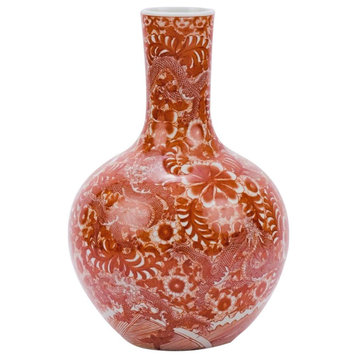 Vase Dragon Globular Globe Colors May Vary Orange Variable Ceramic