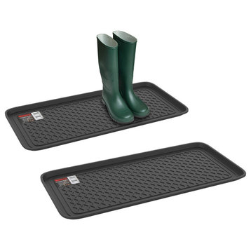 2 Large All-Weather Indoor/Outdoor Boot Tray Weather-Resistant Plastic Shoe Mat