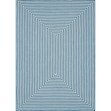 Hand-braided 100% Polypropylene In / Out Area Rug by Loloi, Aqua, 9'3"x13'