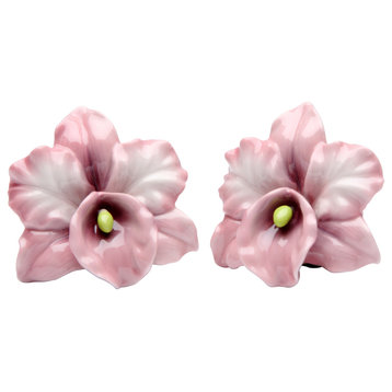 Pink Orchid Salt and Pepper Shakers