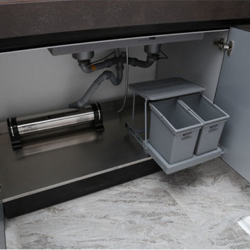 Stately Spain Sintered Rock And Acrylic Kitchen Cabinet OP14-068