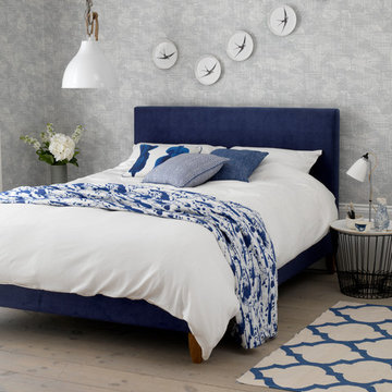 Calming blue and white bedroom