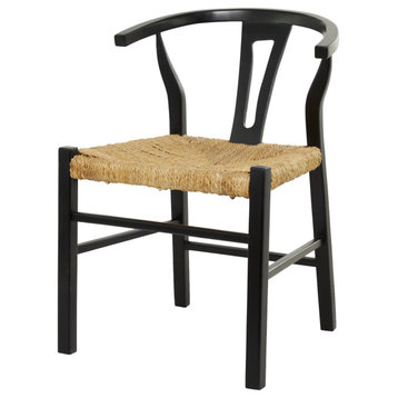 Modern Black Teak Wood Dining Chair 561733