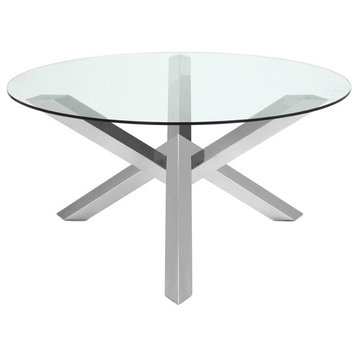 Costa 59" Dining Table, Polished Stainless Steel Base