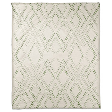 White and Green Diamond 50x60 Coral Fleece Blanket
