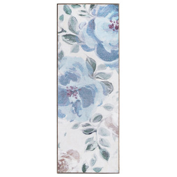 My Magic Carpet Sasha Floral Cream Blue Washable Rug 2.5x7