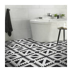 8"x8" Tadla Handmade Cement Tile, Black/White, Set of 12