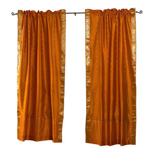 Purple Rod Pocket Sheer Sari Curtain Drape Panel Pair