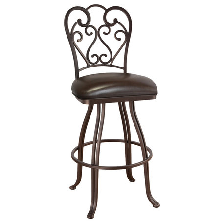 Tempo Furniture Valencia Swivel 30" Barstool Sun Bronze & Dark Brown Vinyl