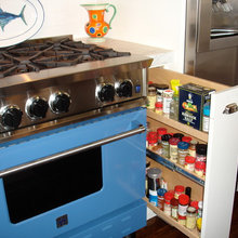 kitchens with blue stoves