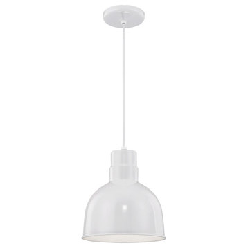 R Series Collection  10" Corded RLM Pendant, White