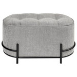Elk Home - Brida Ottoman - The sumptuous style of the Brida Ottoman is perfect for adding occasional seating or replacing a coffee table in a modern luxe style bedroom or living room. This oval design features an iron base in a black finish and is upholstered in tufted grey velvet.