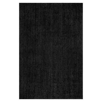 nuLOOM Hand Woven Jute and Sisal Rigo Area Rug, Black, 3'x5'