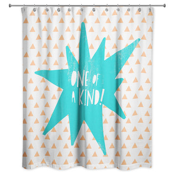 One of a Kind Blue Design 71x74 Shower Curtain