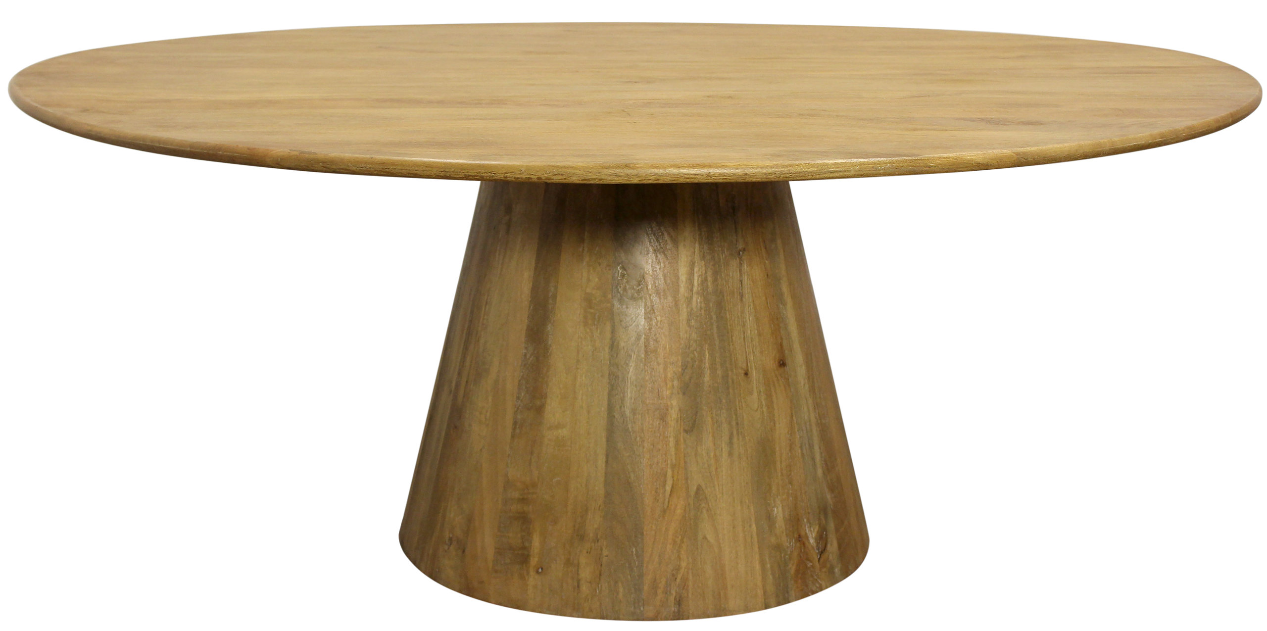 Jaden Round Dining Table in Mid-Century Distressed Natural Finish on ...