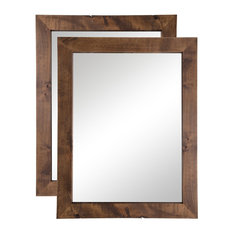 Farmhouse Bathroom Mirrors, 24"x31", Set of 2, Walnut