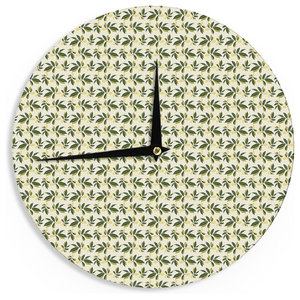 Kess InHouse Mayacoa Studio Pine Cone Yellow Green Wall Clock 12
