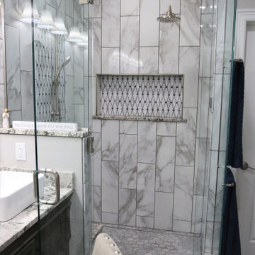 Marble Mosaic Tile Shower Remodel