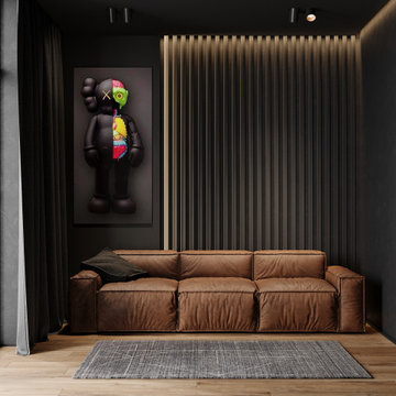 Design of the main bedroom in a private house.