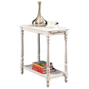 Transitional Style Side Table With Hidden Tray, White