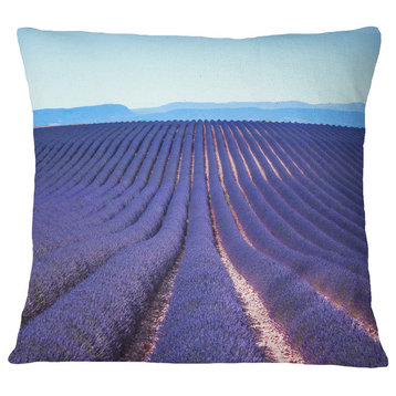 Endless Rows of Lavender Flowers Floral Throw Pillow, 18"x18"