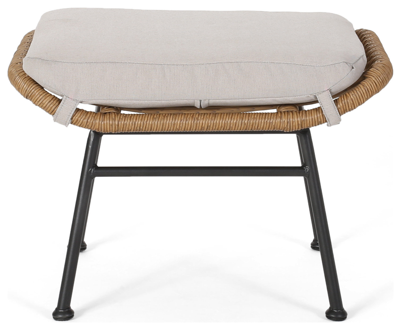 Gloria Outdoor Modern Boho Wicker Ottoman, Set of 2 - Tropical ...