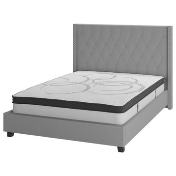 Flash Furniture Riverdale Full Platform Bed Set, Light Gray, HG-BM10-42-GG