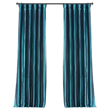 Meditteranean Blackout Faux Silk Taffeta Curtain Single Panel, 50"x120"