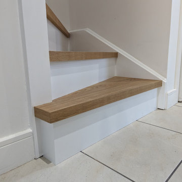 White and oak staircase cladding and new oak floor board | Essex IG10