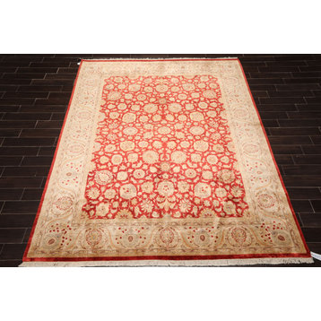 8'2''x10' Hand Knotted New Zealand Wool Oriental Area Rug Red, Beige