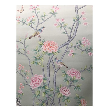 hand painted chinoiserie silk wallpaper wall coverings